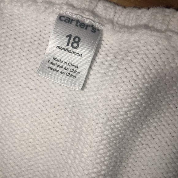Girls Carter’s White Cable Knit Cardigan- sz 18mos - Picture 6 of 7